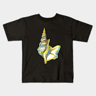 Yellow and purple vintage seashell illustration Kids T-Shirt